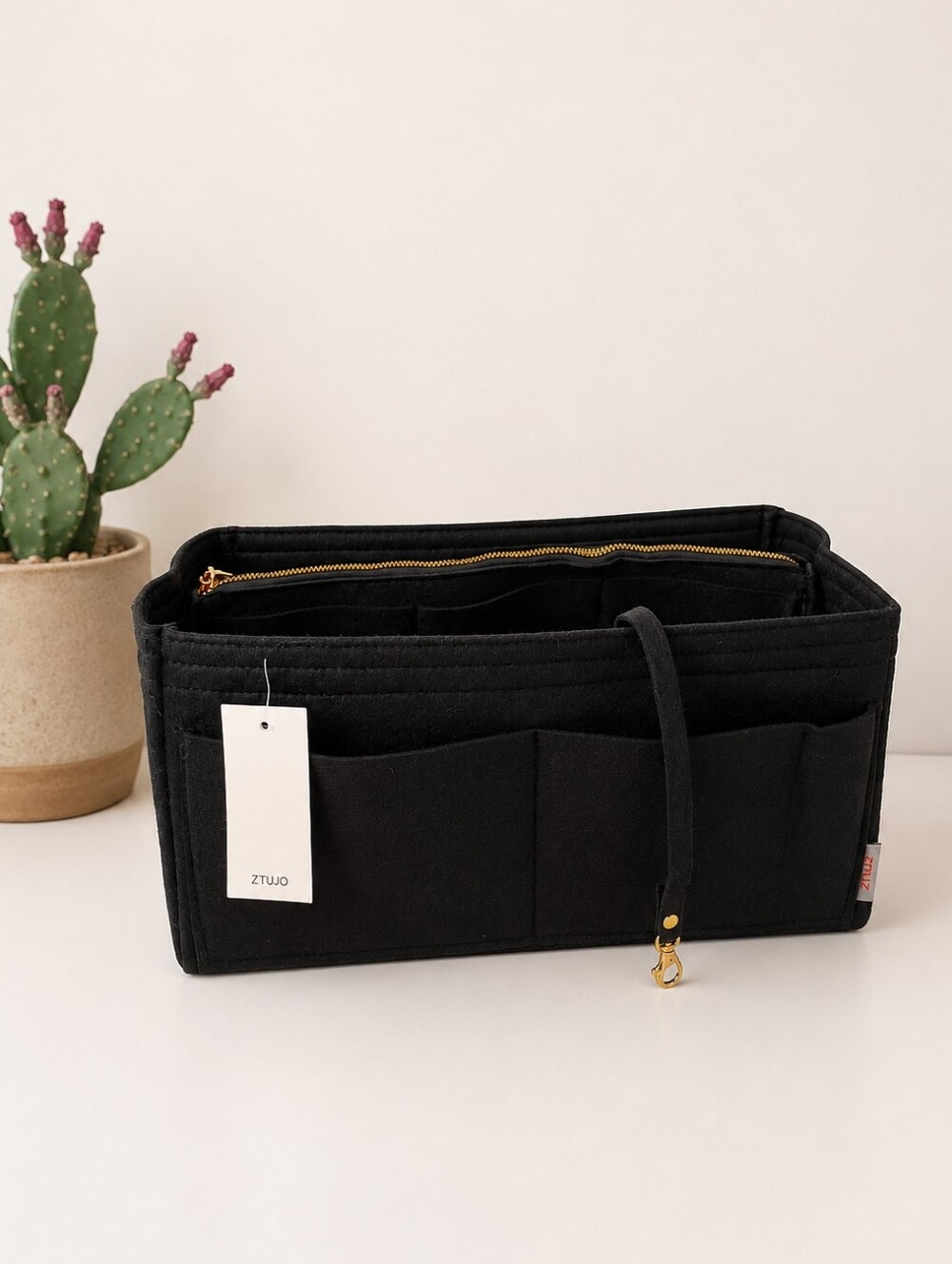 Women's Size XL Felt Purse Organizer Bag Insert Black